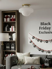 Hanton Flush Mount Ceiling Light – Modern Minimalist Fixture with Milk Glass and Metal Shade